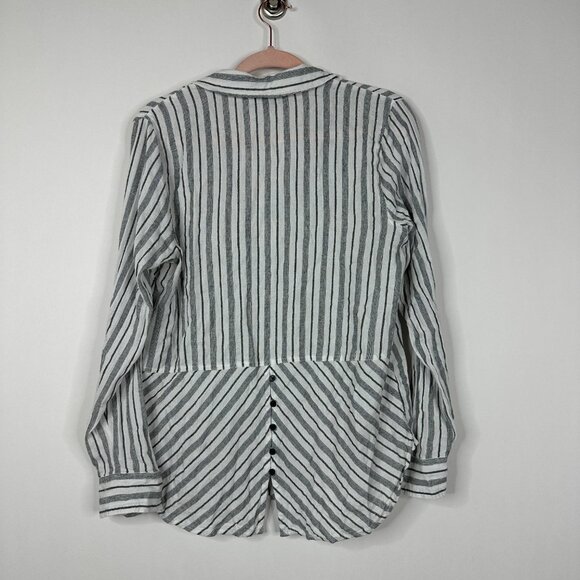 2/$30 Lucky Brand Striped Button-Down Shirt Gray Medium #BAG1 - Picture 4 of 7
